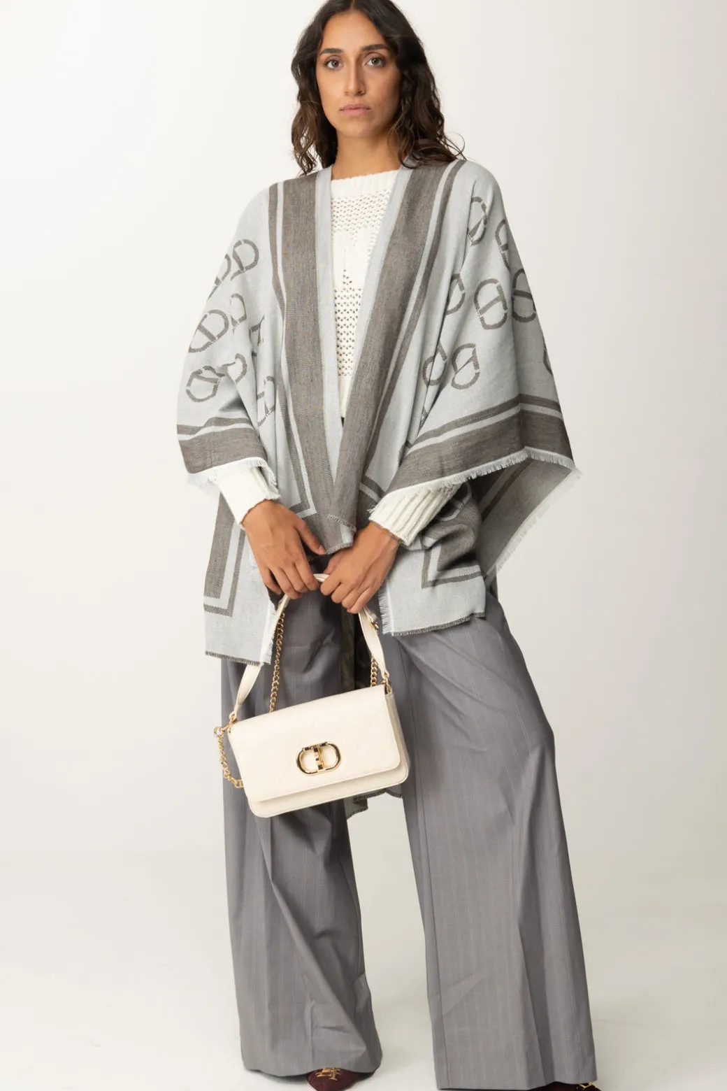 Donna Twin-set Pantaloni Wide Leg Gessati