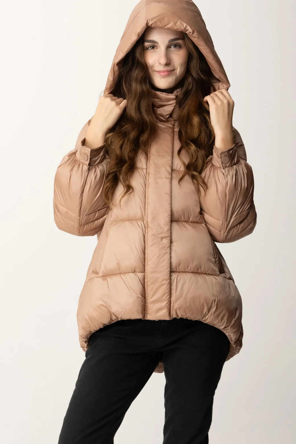 Donna Twin-set Piumino In Nylon Rigato