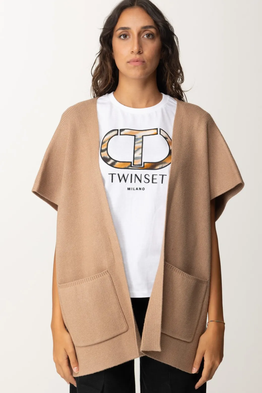 Donna Twin-set Poncho In Maglia