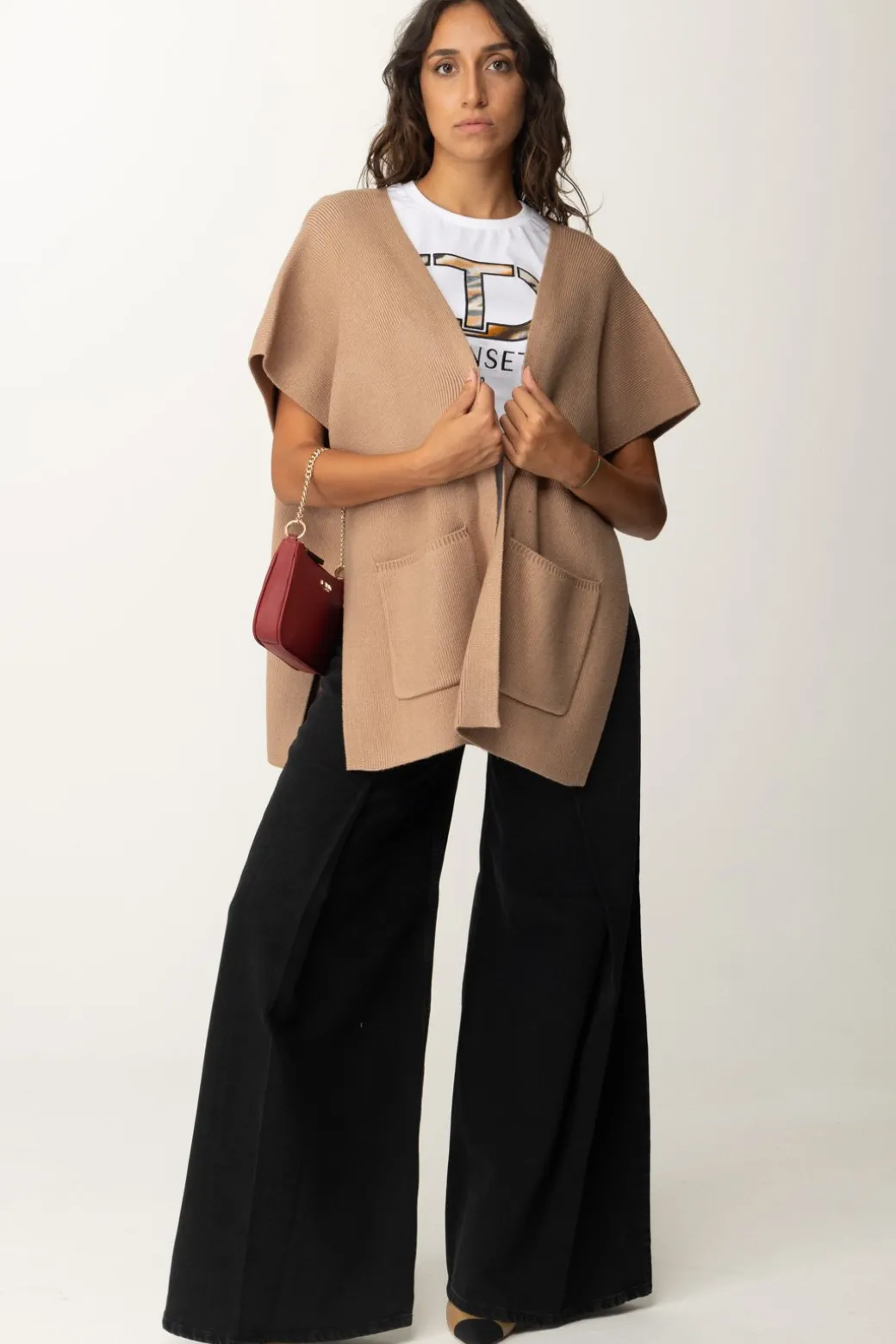 Donna Twin-set Poncho In Maglia