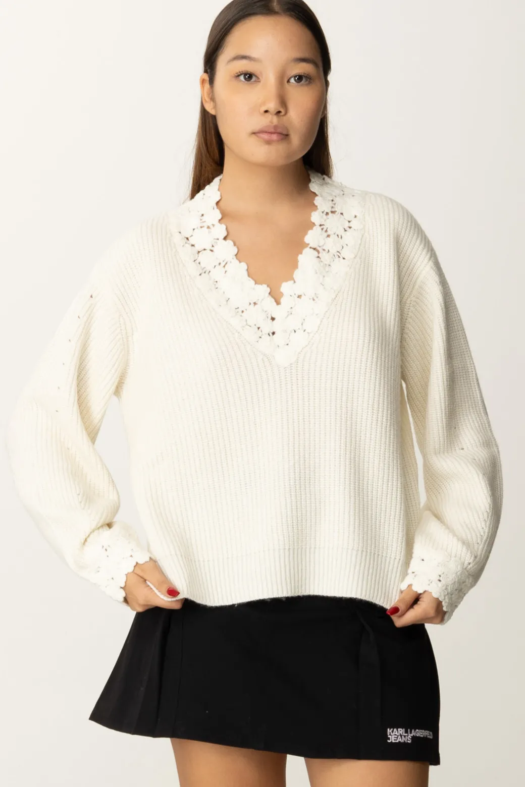Donna Twin-set Pullover con Ricamo
