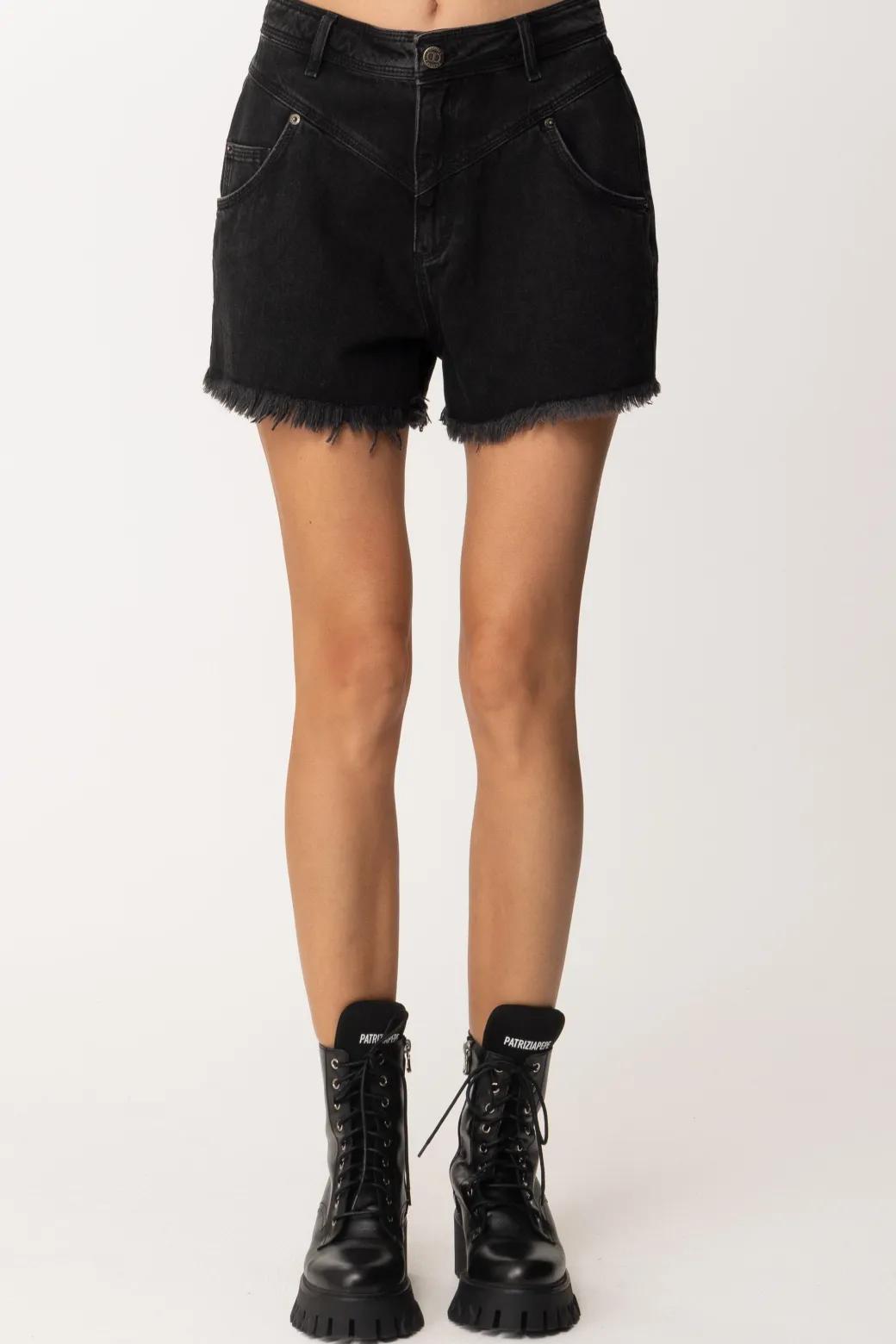 Donna Twin-set Shorts In Jeans con Taglio a Vivo