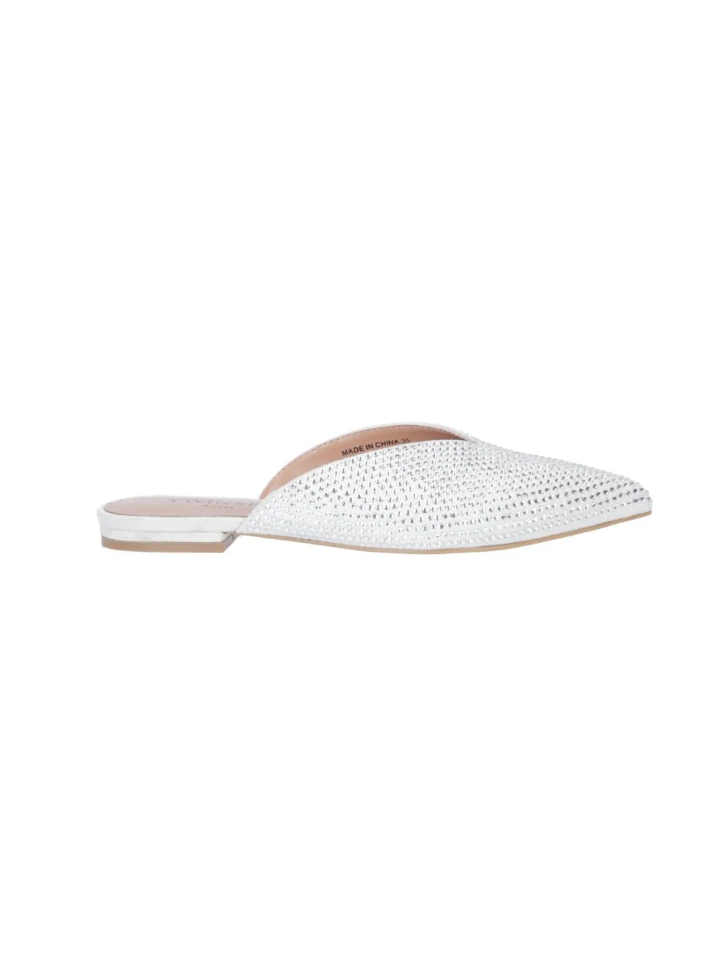 Donna Twin-set Slippers a Punta con Strass