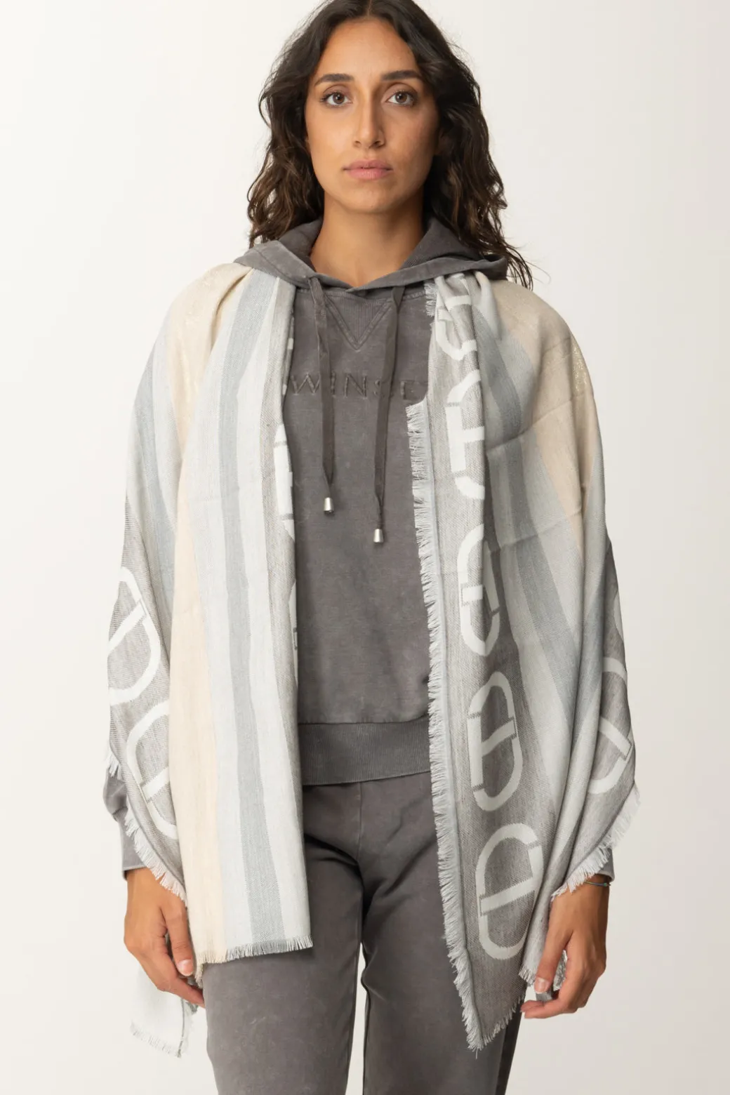 Donna Twin-set Stola con Stampa Logo