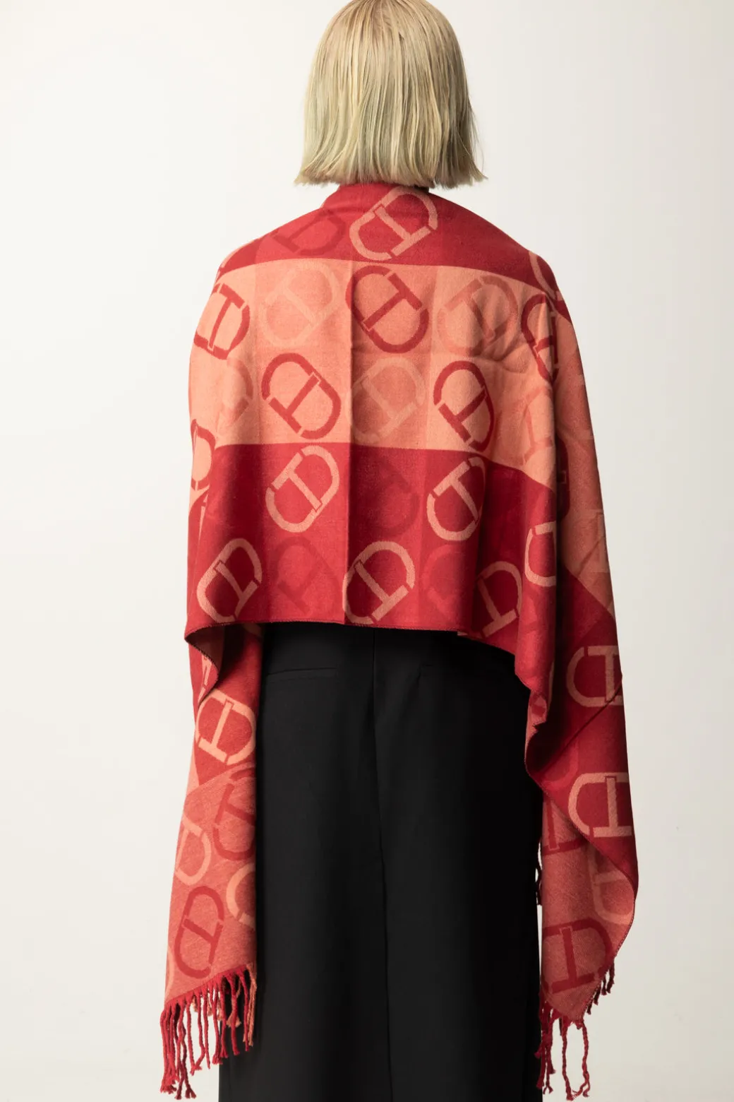 Donna Twin-set Stola In Panno con Stampa Logo
