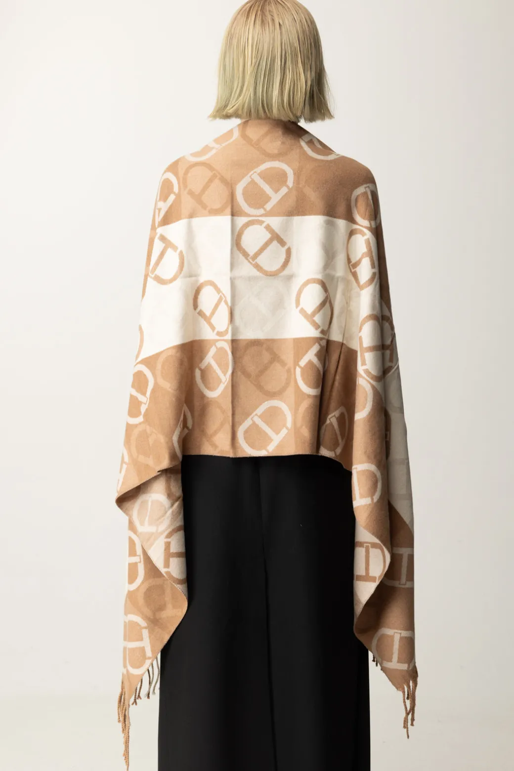 Donna Twin-set Stola In Panno con Stampa Logo