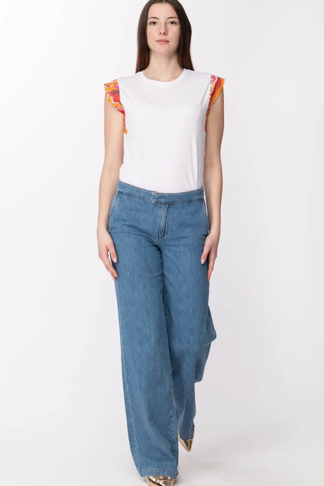 Donna Twin-set T Shirt con Maniche Multicolor