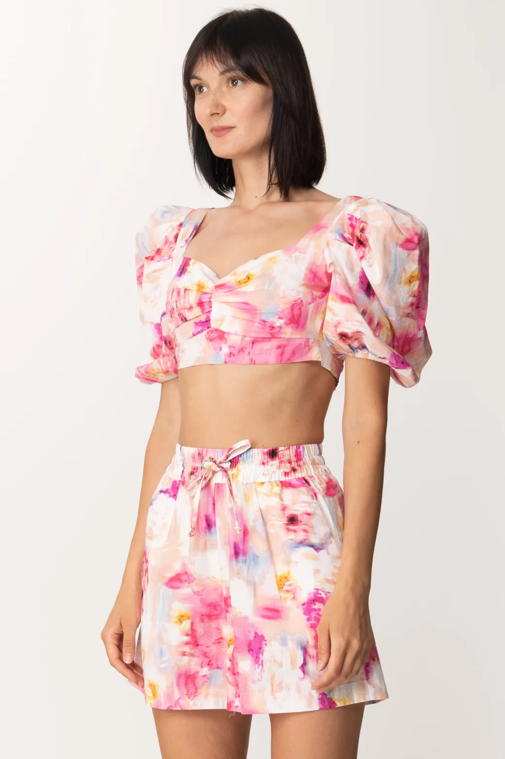 Donna Twin-set Top con Stampa Floreale