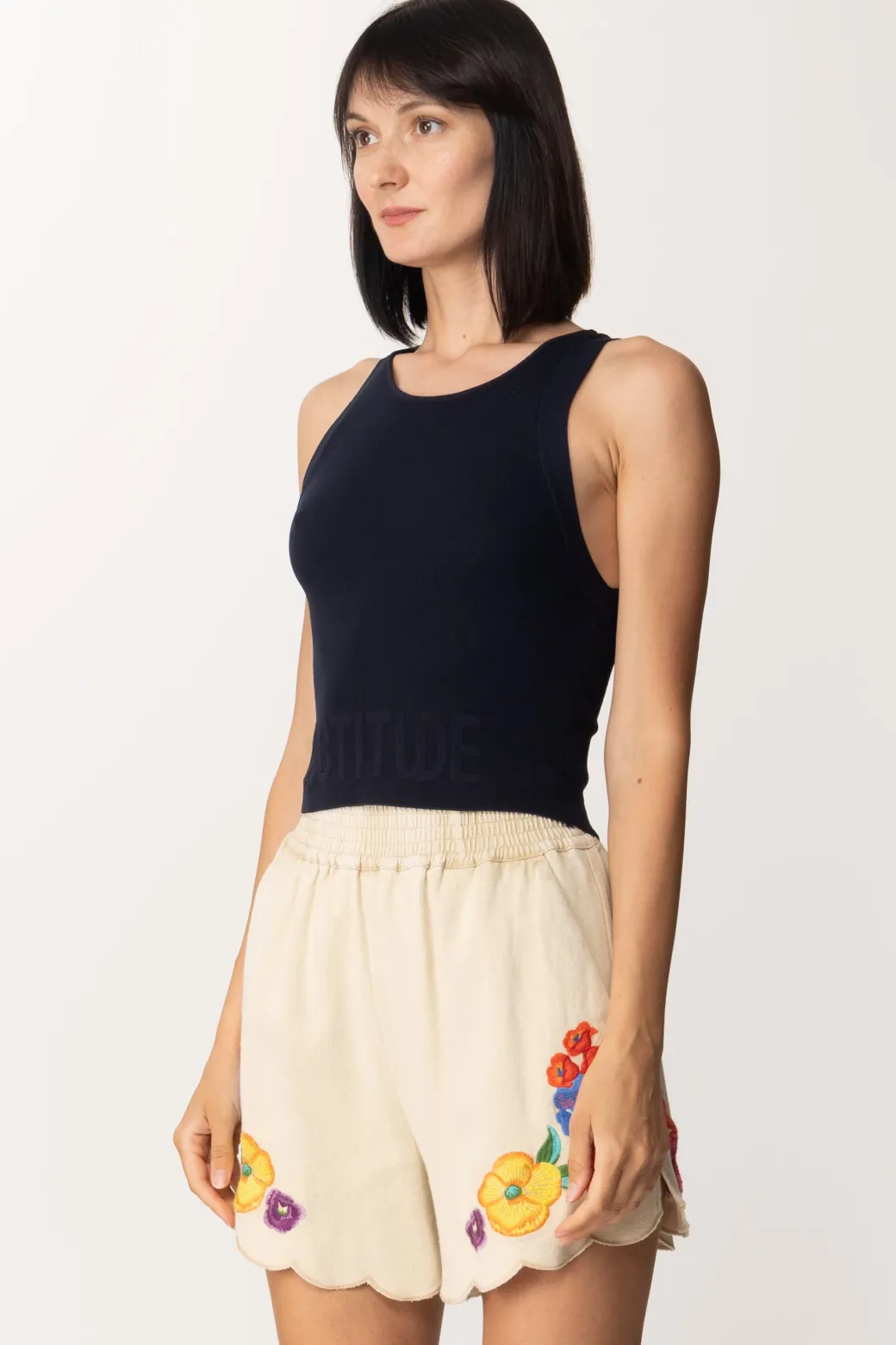 Donna Twin-set Top In Maglia Crop Actitude
