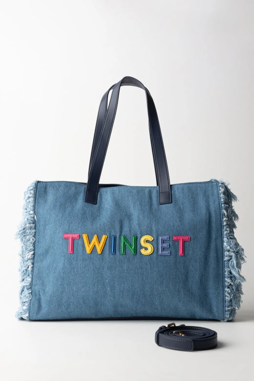 Donna Twin-set Tote Bag In Jeans