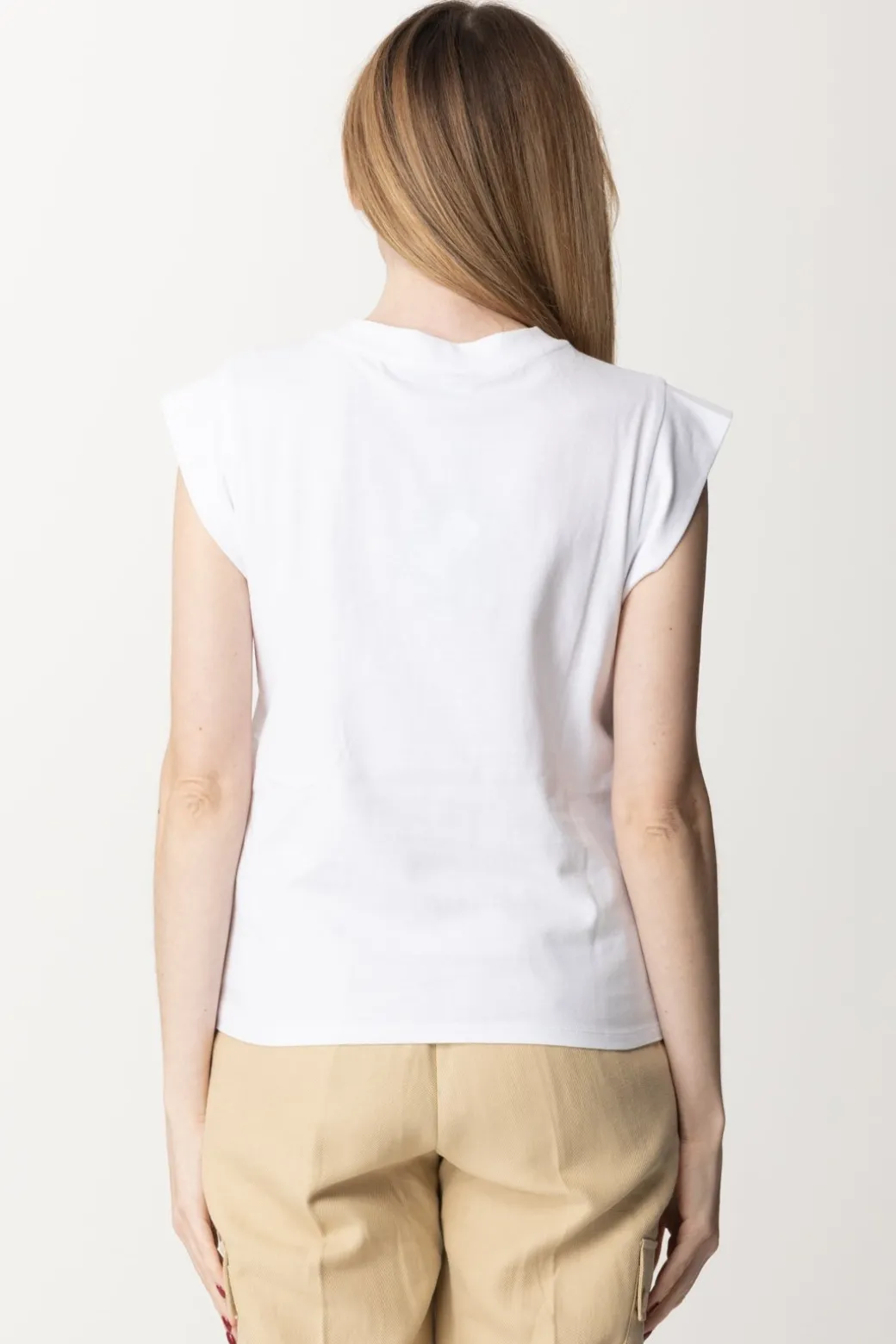 Donna Twin-set T-shirt con Ricamo Logo e Maniche Ad Aletta