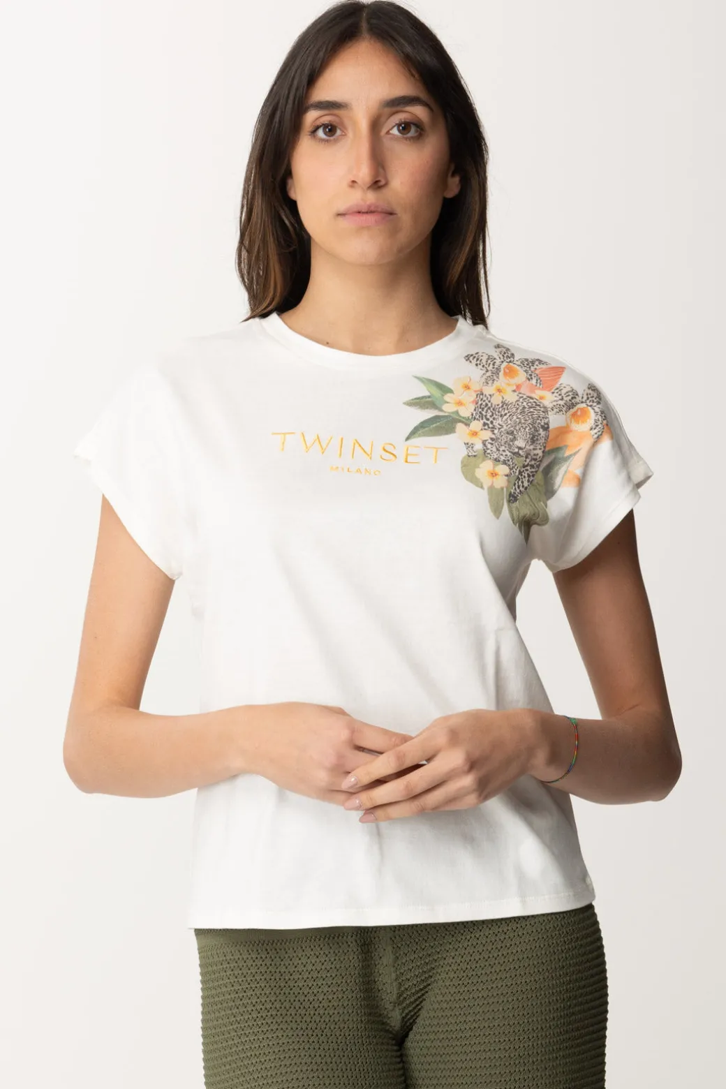 Donna Twin-set T-shirt con Stampa e Ricamo Logo