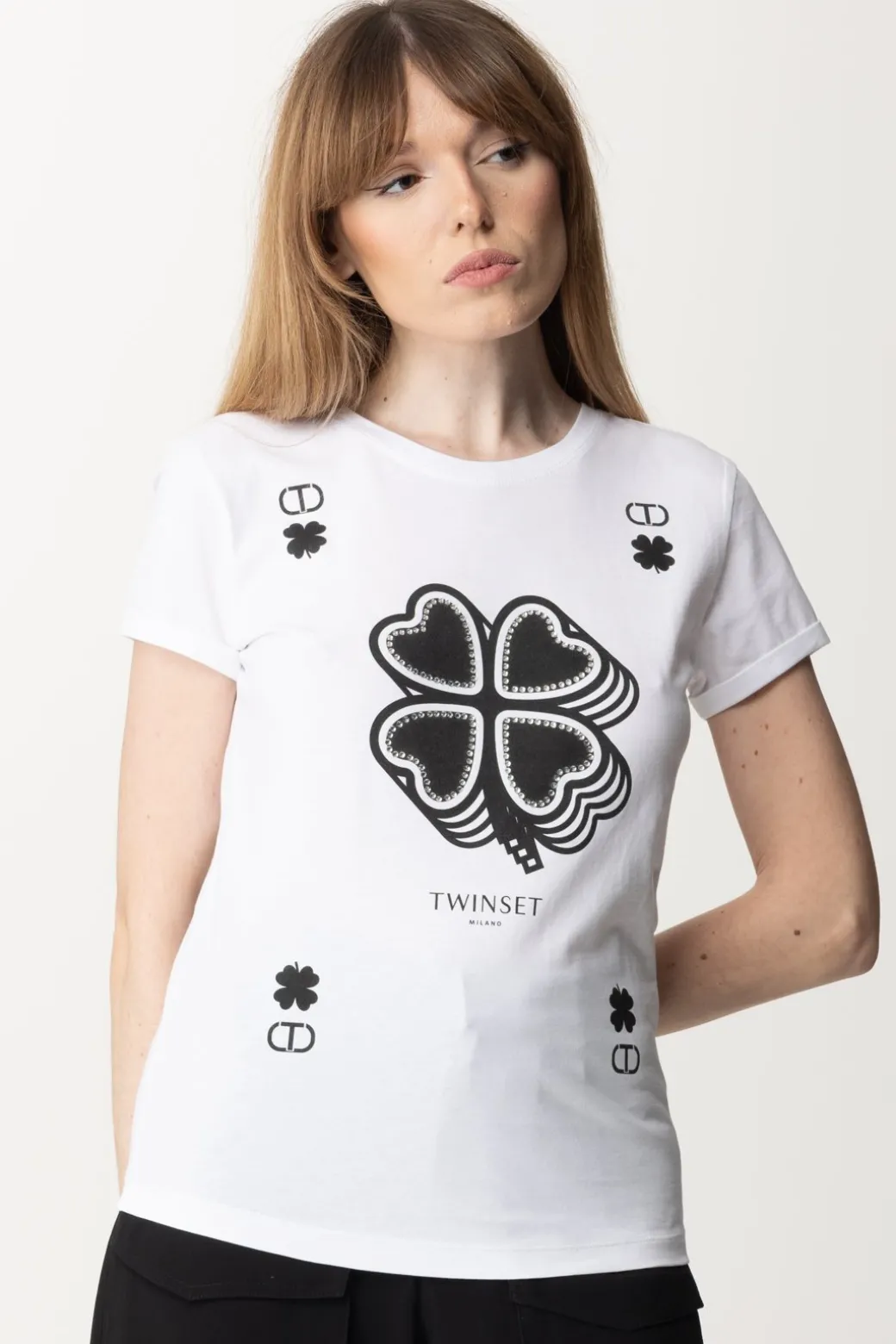 Donna Twin-set T-shirt con Stampa Quadrifoglio