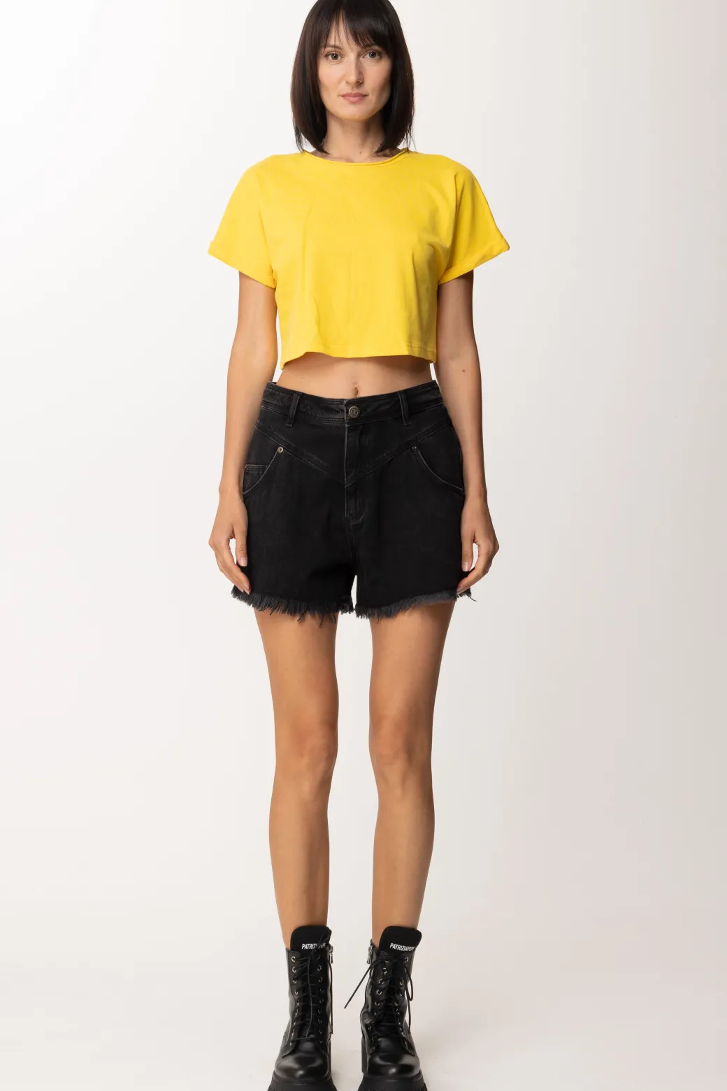 Donna Twin-set T-shirt Crop con Ricamo Su Retro