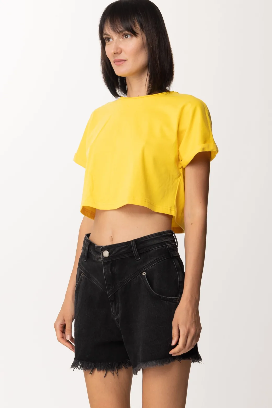 Donna Twin-set T-shirt Crop con Ricamo Su Retro