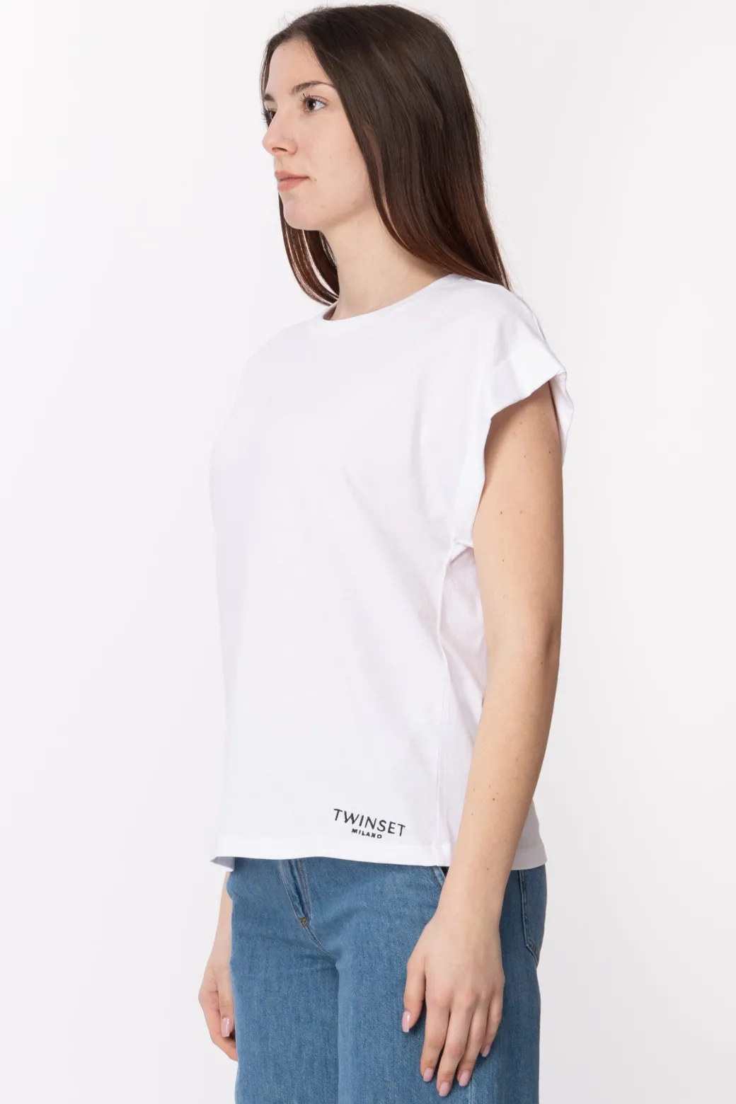 Donna Twin-set T-shirt Girocollo con Maniche Kimono