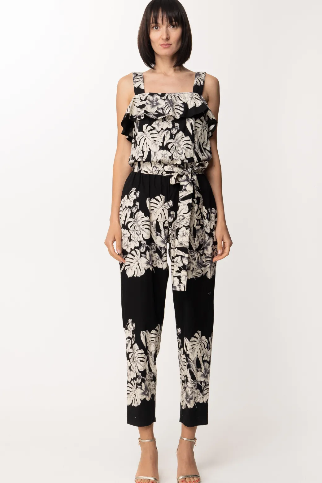 Donna Twin-set Tuta con Cintura e Stampa Floreale