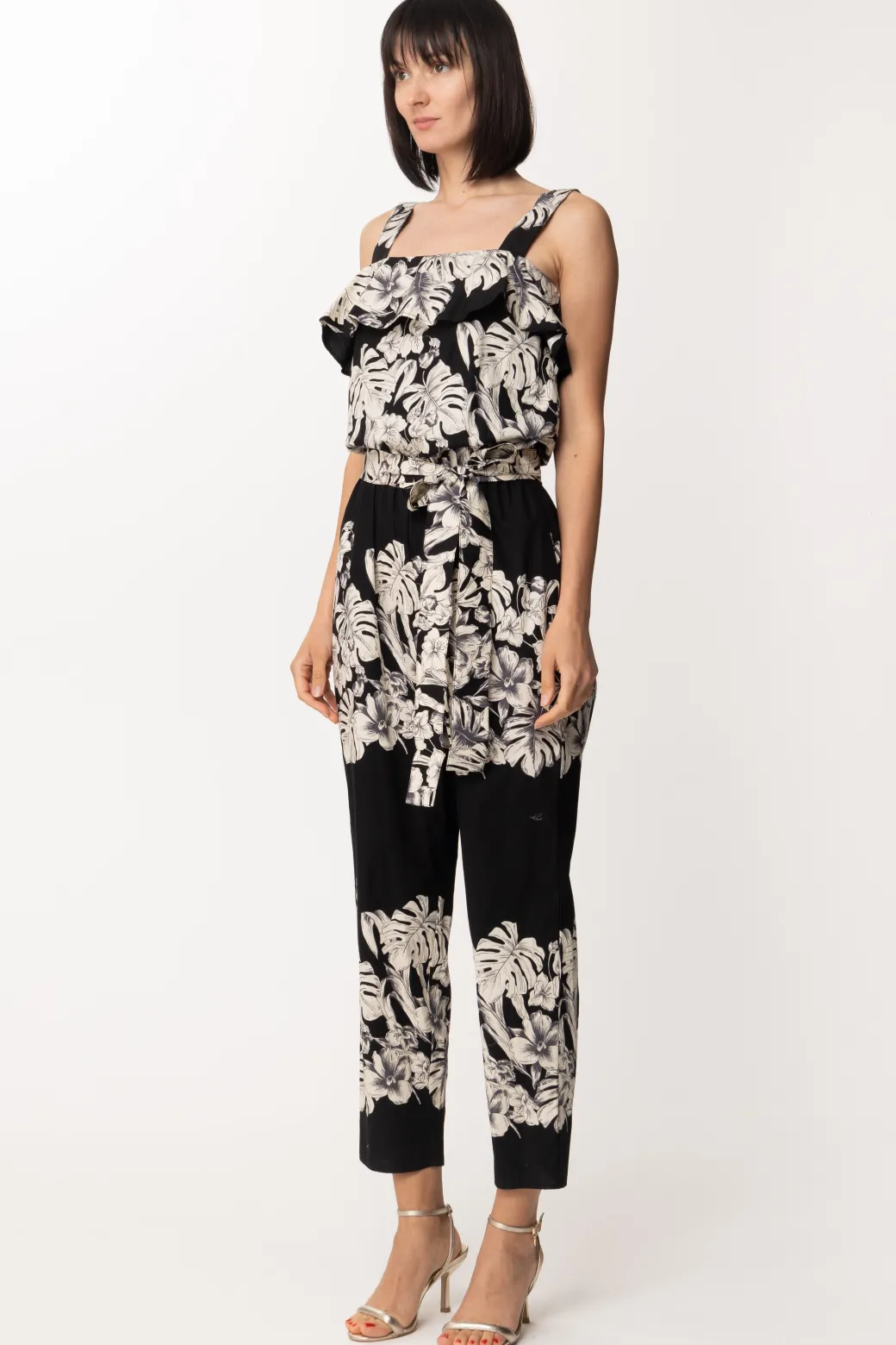 Donna Twin-set Tuta con Cintura e Stampa Floreale
