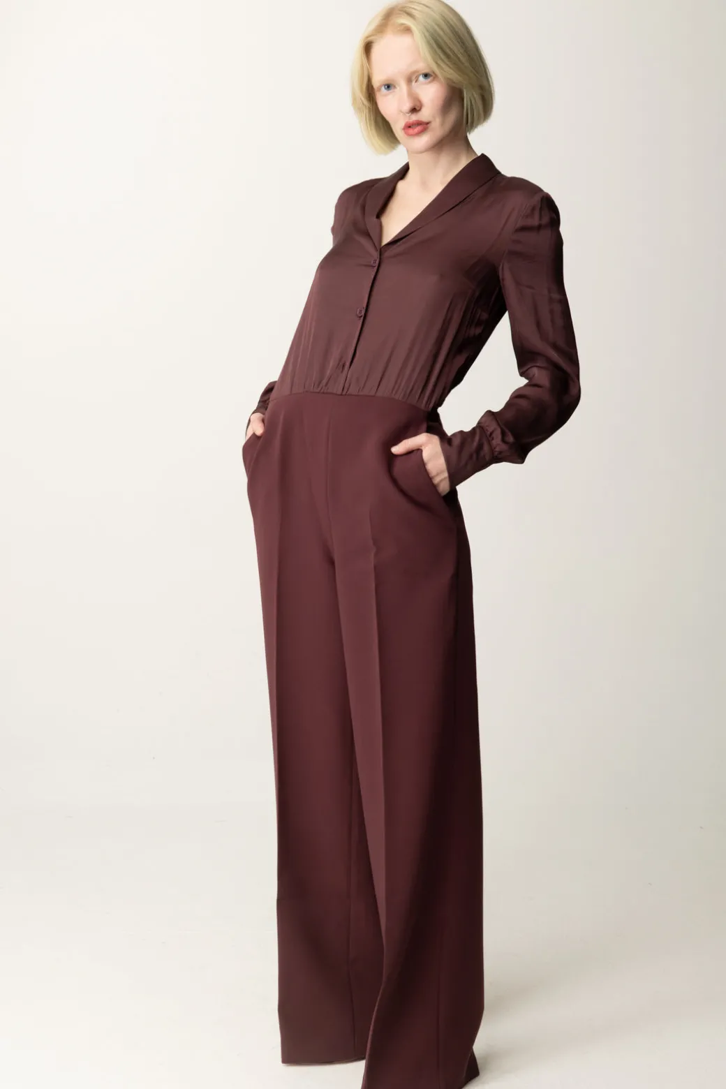 Donna Twin-set Tuta Lunga con Top a Camicia