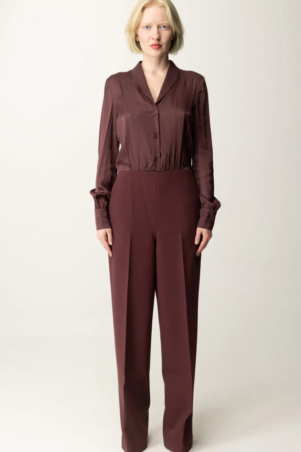 Donna Twin-set Tuta Lunga con Top a Camicia